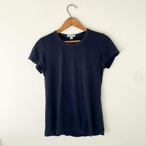 James Perse Classic Navy Blue Cotton T-Shirt, Size 0